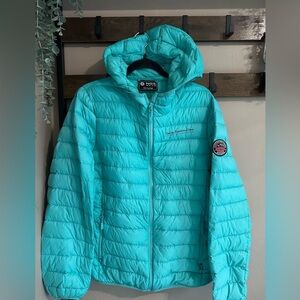 Lightweight Teal Hooded Puffer Jacket